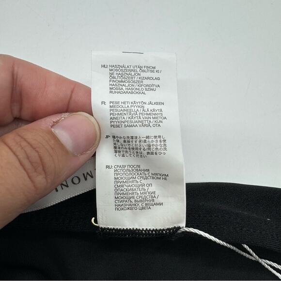 NWT KAMONI Blk Plunge Belted Cut Out Back Tie High Cut Cheeky One Pc. Swimsuit M - Picture 16 of 16